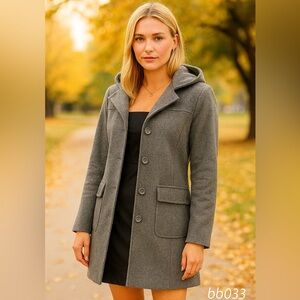 GAP Gray Wool Blend Hooded Pea Coat – Size XS